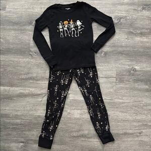 Old Navy Unisex Kids" Halloween Skeleton Black Pajamas Size 8
